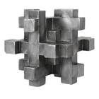 P Decorativa Geometrica De Resina Prata