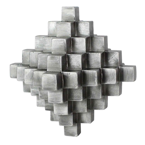 P Decorativa Geometrica De Resina Prata