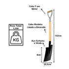 Pá Vanga Quadrada Construção Aço Carbono Cabo Metal 102cm