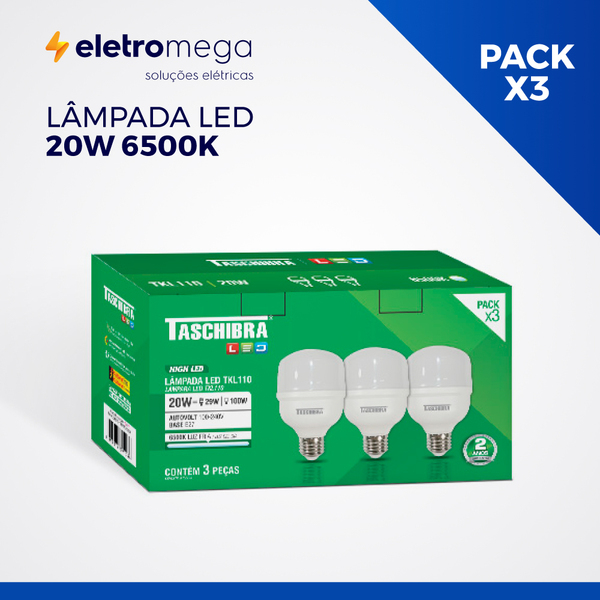 Pack 3x Lampada Led Tkl 110 / 20w 6500k - Taschibra
