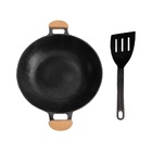 Paella Alumínio Antiaderente Alça Madeira Meia Lua 34cm