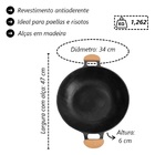 Paella Alumínio Antiaderente Alça Madeira Meia Lua 34cm