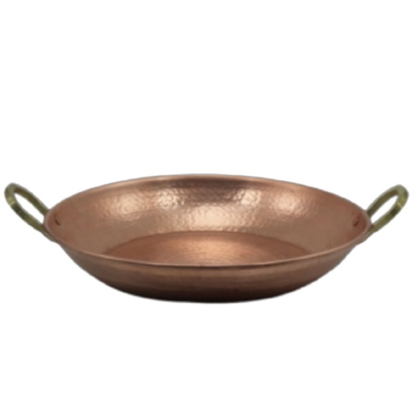 Paella Paeja Em Cobre Puro N04 Com Alças Liga De Bronze 45cm