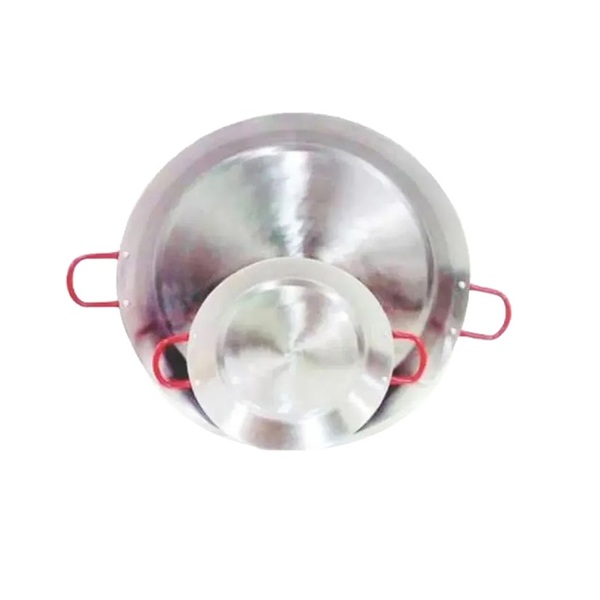 Paellera Tacho Aço Inox 2mm 3 Litros 35cm Alça Vermelha