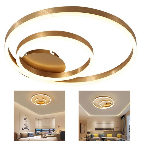 Paflon Lustre Sobrepor Orbita Luxo Led Rustica Aneis 2 Em 1 L