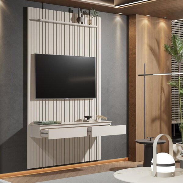 Painel 100% Mdf Para Tv 55 Polegadas 240cmx138,6cm Ripado Com