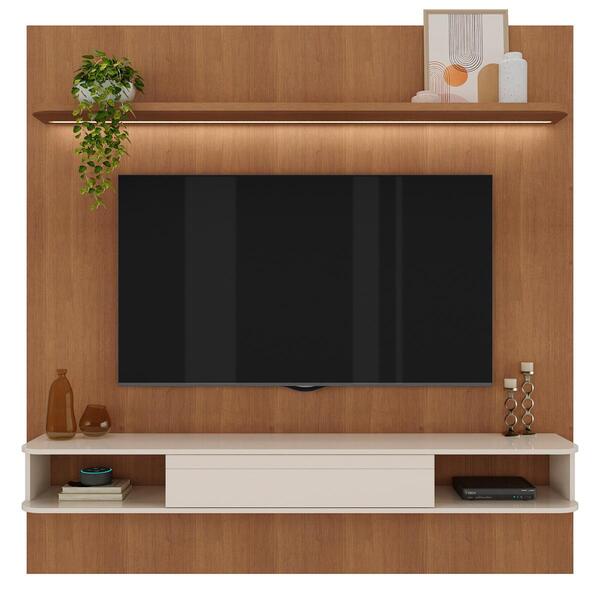 Painel 1 Prateleira Para Tvs 75' Candói Cinamomo Off White