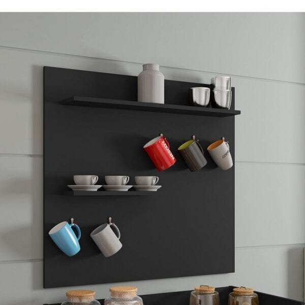 Painel 2 Prateleiras E 5 Ganchos Cantinho Do Café Móveis Bech