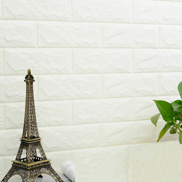Painel 3d Adesivo Pu Tijolo 77x70 Branco