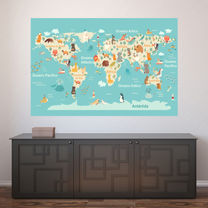 Painel Adesivo De Parede - Mapa Mundi - Mundo - 1344png | Leroy Merlin