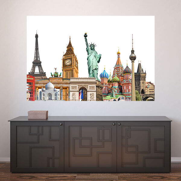 Painel Adesivo De Parede - Mundo - Pontos Turísticos - 817png