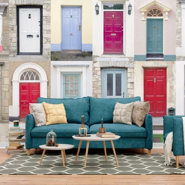 Painel Adesivo Papel De Parede Portas Coloridas N012178