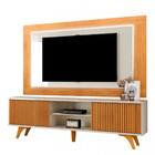 Painel Atenas Com Rack Siena C/led Pés Madeira Maciça Mavaular