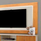 Painel Atenas Com Rack Siena C/led Pés Madeira Maciça Mavaular