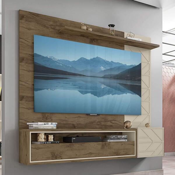 Painel Bancada Para Tv 70 Polegadas Prisma Jatoba Off White