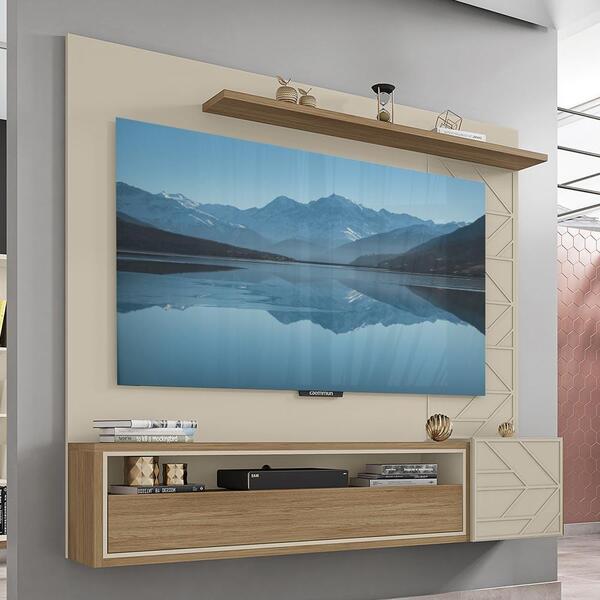 Painel Bancada Para Tv 70 Polegadas Prisma Off White Buriti