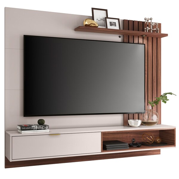 Painel Bancada Suspensa Para Tv Até 65'' 180cm Ripado Palmas