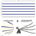Painel Canaletado 1,22 X 0,61 + 40 Ganchos 10cm + Canaleta Az