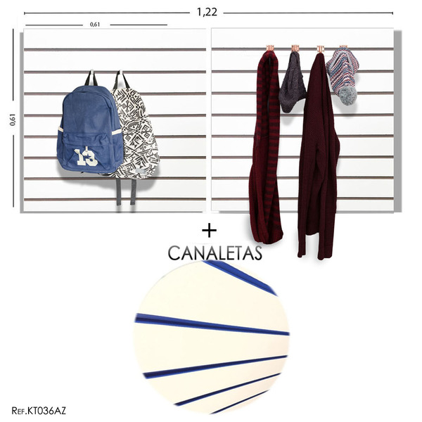 Painel Canaletado 1,22 X 0,61 + Canaleta Azul