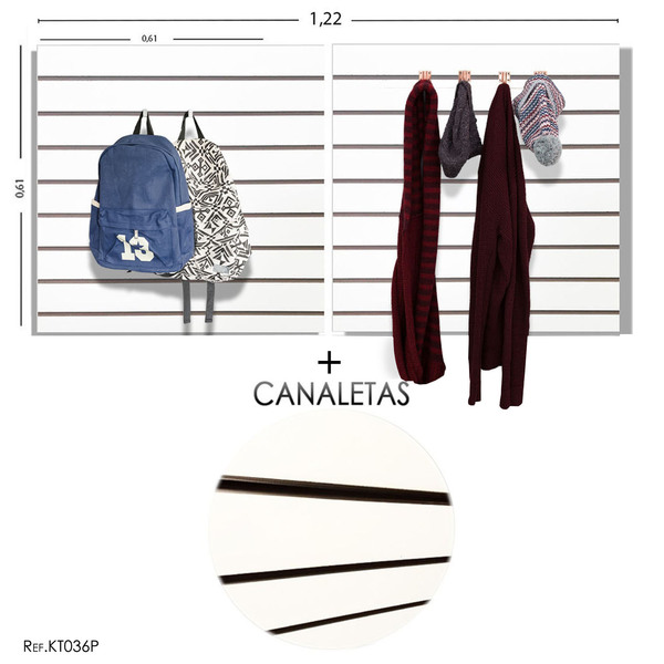 Painel Canaletado 1,22 X 0,61 + Canaleta Preta