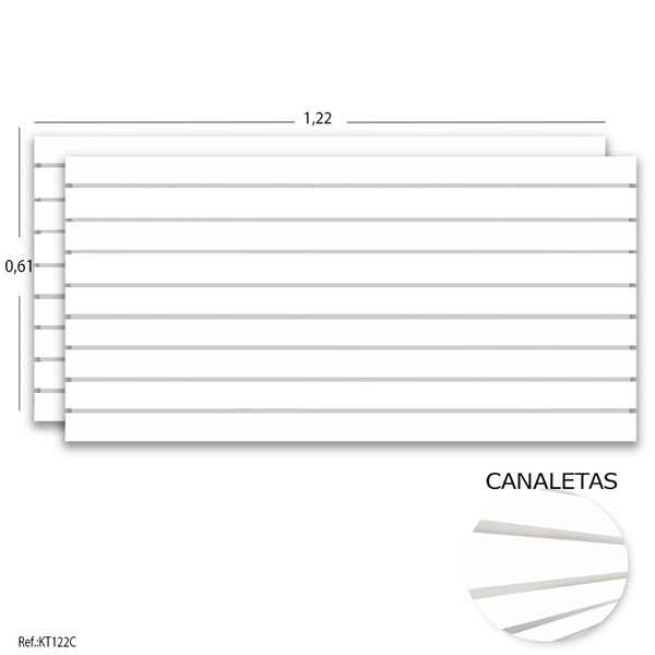 Painel Canaletado Branco 1,22 X 0,61 (2 Peças) + Canaletas Ci