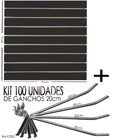 Painel Canaletado Preto - 0,91 X 0,91 + 100 Und Gancho 20cm