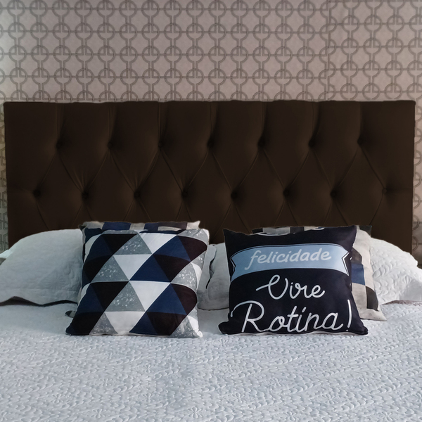 Painel Capitone Luna Suede Liso Marrom Casal 140 X 60