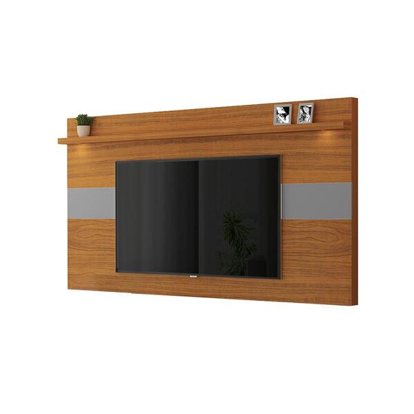 Painel Com 1 Prateleira York Carvalho New Cinza