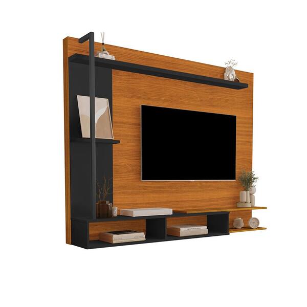 Painel Com 3 Prateleiras Chester Freijó Preto