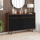 Painel Com Aparador 3 Portas Alaska Nogal Preto Fosco