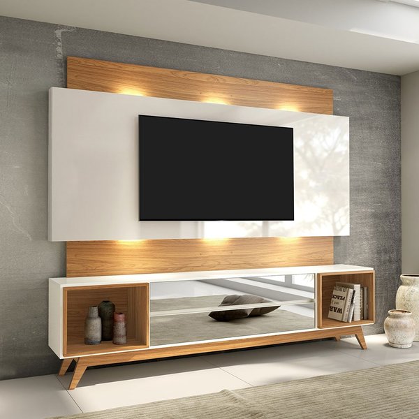 painel com led para tv de 65 polegas com rack 2 gavetas tb143l dalla costa