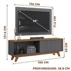 Painel Com Rack Com Porta De Correr 50 Polegadas Freijó Cinza