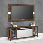 Painel Com Rack Para Sala De Estar Az1017 Mdp Nogal/branco -