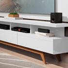 Painel Com Rack Para Sala Vivare Wood 1.8 New Branco Acetinad