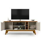 Painel Com Rack Para Tv 50 Polegadas Off White Cumaru Prism P