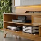 Painel Com Rack Para Tv 70 Polegadas Marrom E Off White Michi