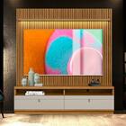 Painel Com Rack Para Tv Até 75 Polegadas Ripado Nature Off Wh