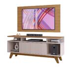 Painel Com Rack Retrô Para Tv 50 Polegadas Carvalho Nobre Gri