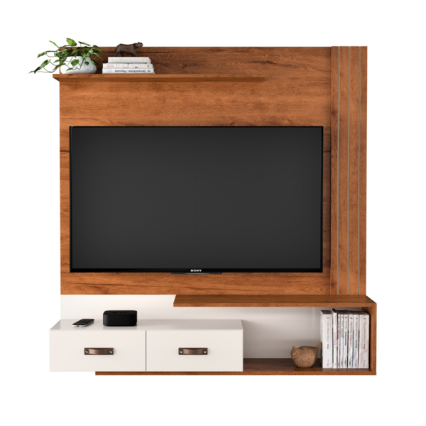 Painel Com Rack Suspenso Para Tv Até 50 Polegadas Com Gavetas
