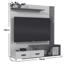 Painel Com Rack Suspenso Para Tv Até 50 Polegadas Com Gavetas