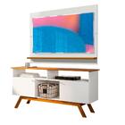 Painel Com Rack Tv 55 Polegadas Branco Madeira Amsterdã Vênus