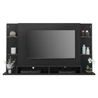 Painel Com Suporte Tv 60" Com Nichos E Prateleiras Vidro Nair