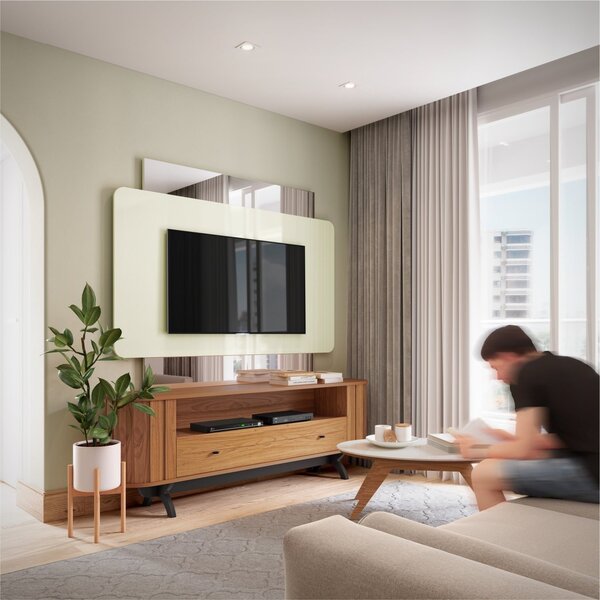 Painel Curvo 160cm Para Tv Até 65 Polegadas E Rack Curvo 180c