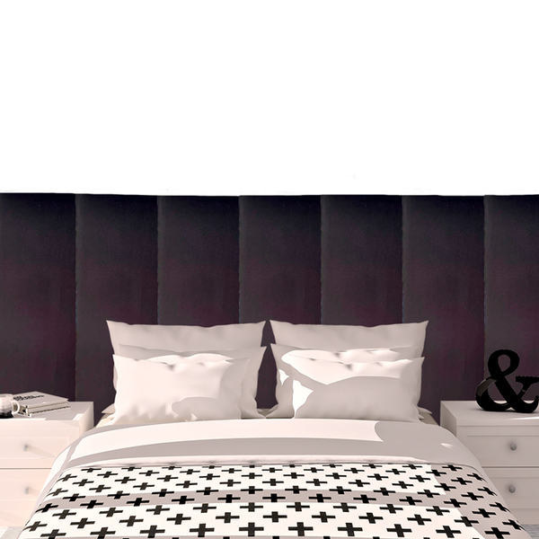 Painel De Cabeceira Cama Módulos Em Estofados Preto 20x60cm