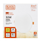 Painel de Led Embutir ou Sobrepor Redondo Borda Infinita Luz Amarela 32W Black & Decker 22,8x4,6cm Branco Bivolt