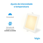 Painel de LED Smart de Embutir 18W Luz 3 Tons 22x22cm Elgin