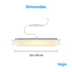 Painel de LED Smart de Embutir 18W Luz 3 Tons 22x22cm Elgin