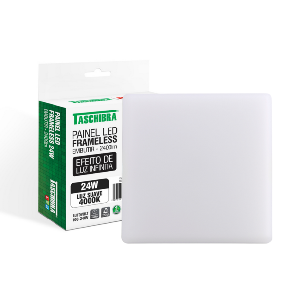 Painel De Led Taschibra Frameless Quadrado Embutir 24w Bivolt