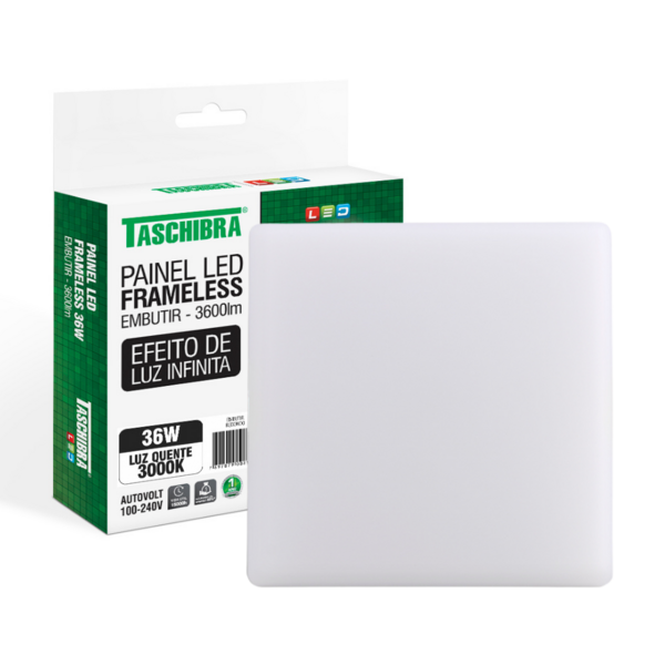 Painel De Led Taschibra Frameless Quadrado Embutir 36w Bivolt