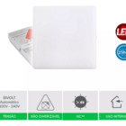 Painel De Led Taschibra Frameless Quadrado Sobrepor 36w Bivol